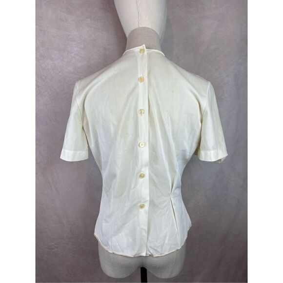 Vintage Late 1950s Cream Lace Button Back Blouse - Picture 5 of 9